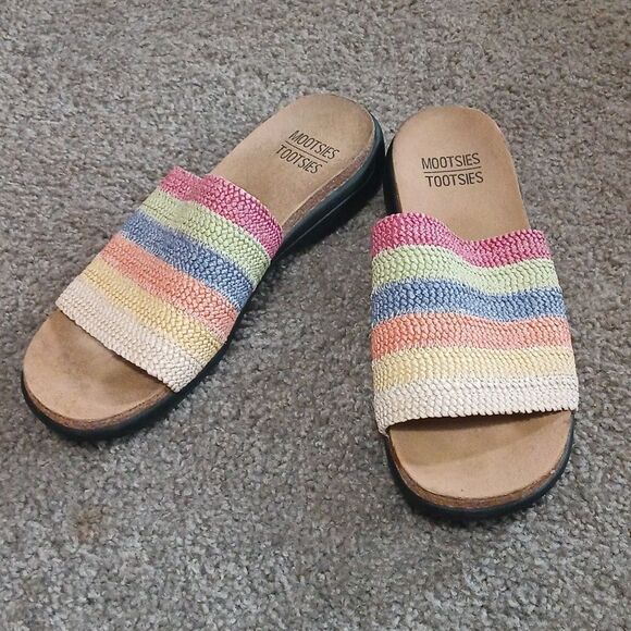 Mootsies Tootsies  Emelia striped  woven  slides sandals  Sz 8.5  EUC - Picture 1 of 7